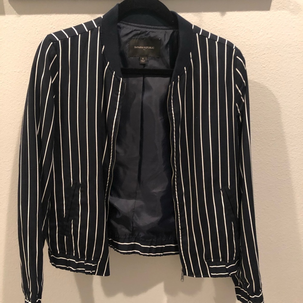 Banana Republic Striped Bomber jacket Navy -sz S